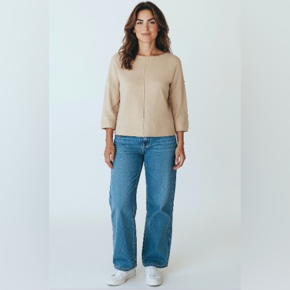Junko Sagawa Vintage Tan 3/4 Sleeve Top - Picture 2 of 8